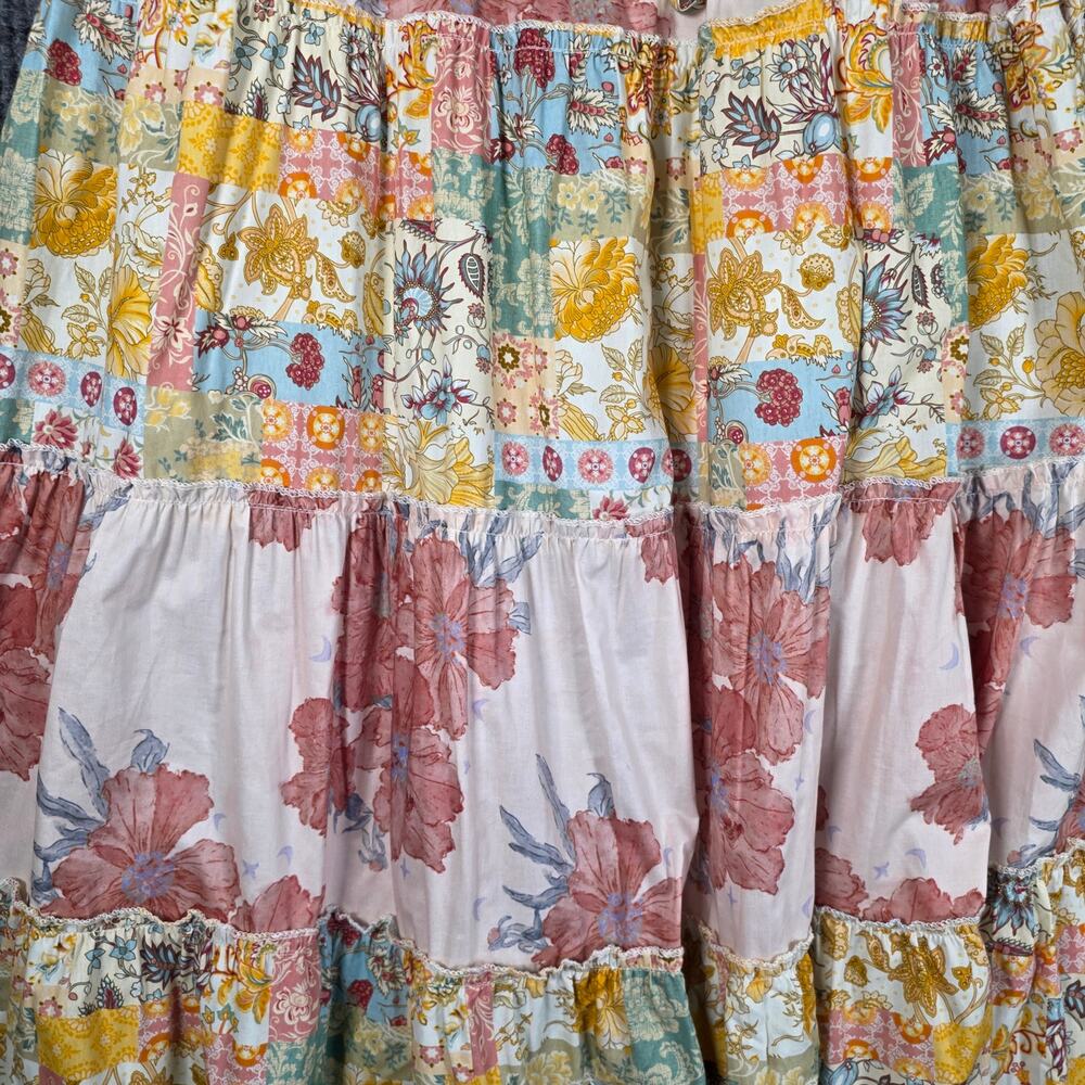 POL Floral Patchwork Maxi Dress Small Ruffle Sleeve Boho Cottagecore NWOT - Picture 8 of 8